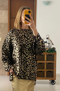 Sueter Animal Print Dorado